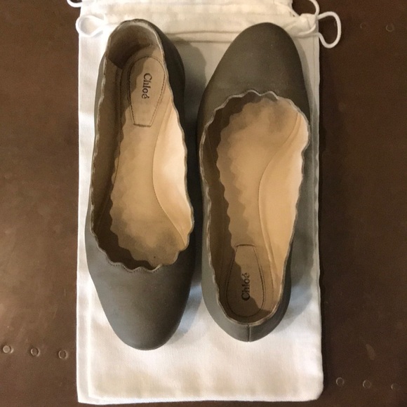 Chloe scalloped army green color flats - Picture 4 of 6